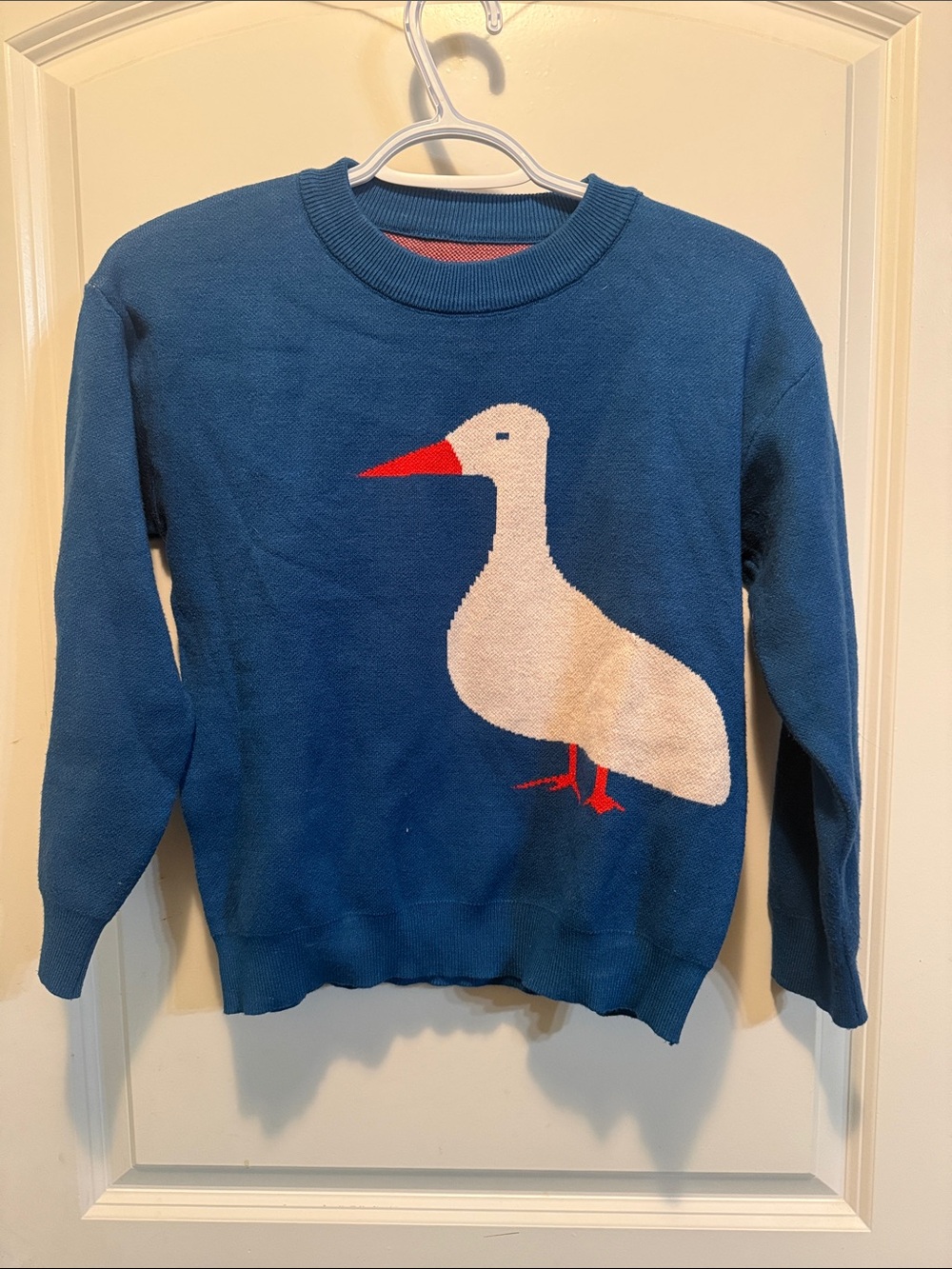 Blue Women’s Crewneck Sweater with White Seagull